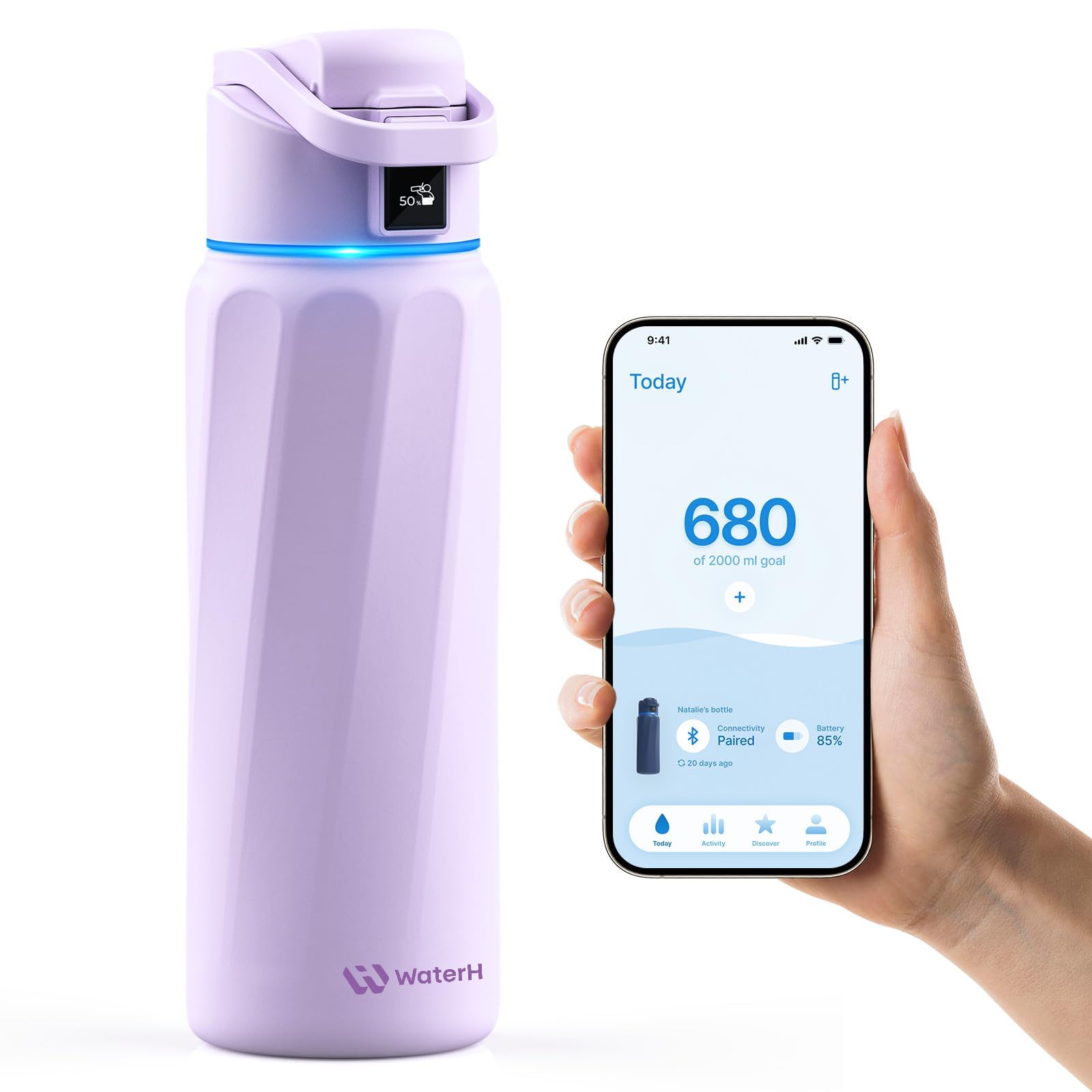 BOOST Smart Water Bottle with Reminder & Tracker, Double Wall Vacuum Insulated Bottles Stainless Steel, 32oz BPA-Free Wide Mouth for Gym, Office, School, Ideal Gift for Christmas, New Year