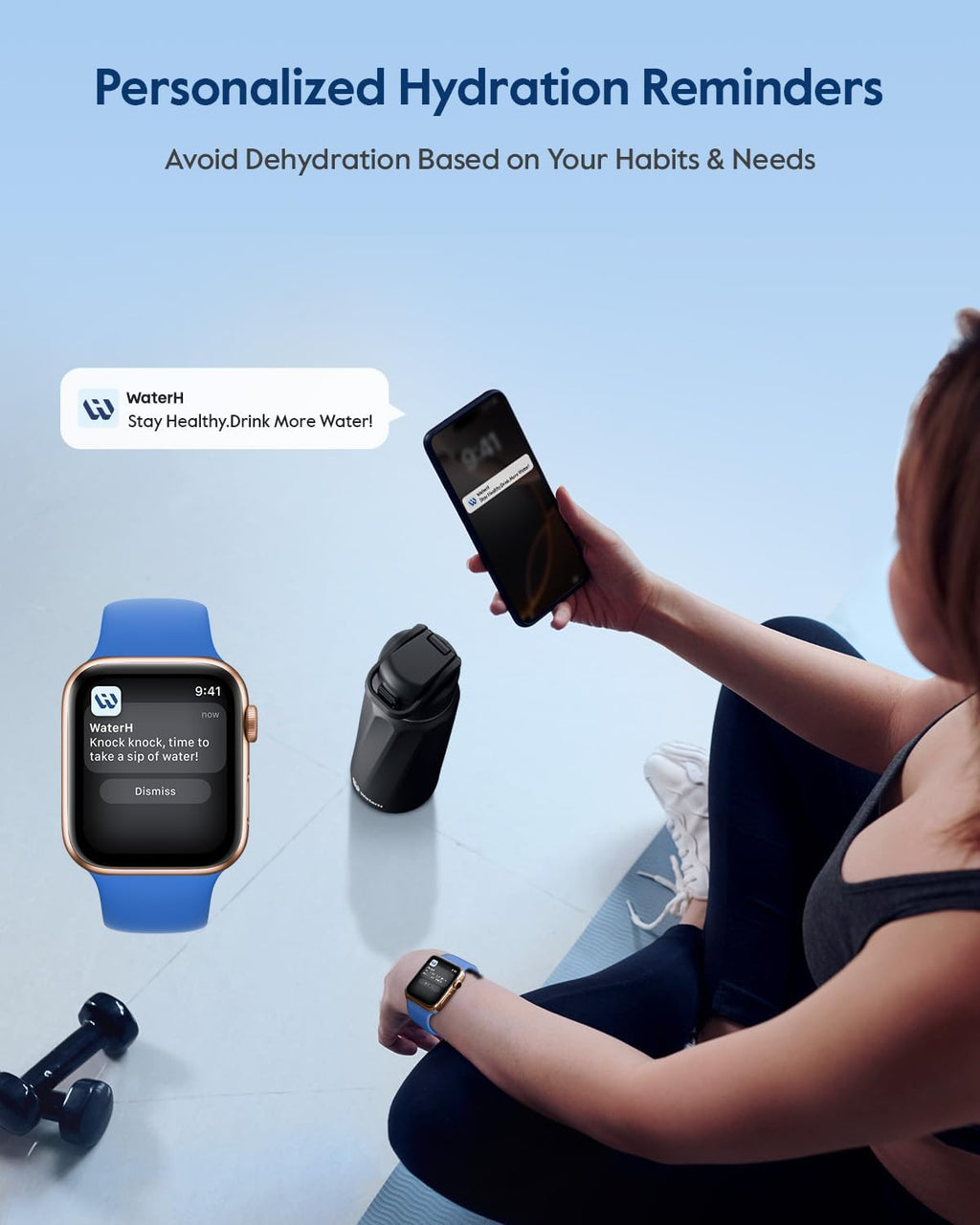 BOOST Smart Water Bottle with Reminder & Tracker, Double Wall Vacuum Insulated Bottles Stainless Steel, 32oz BPA-Free Wide Mouth for Gym, Office, School, Ideal Gift for Christmas, New Year