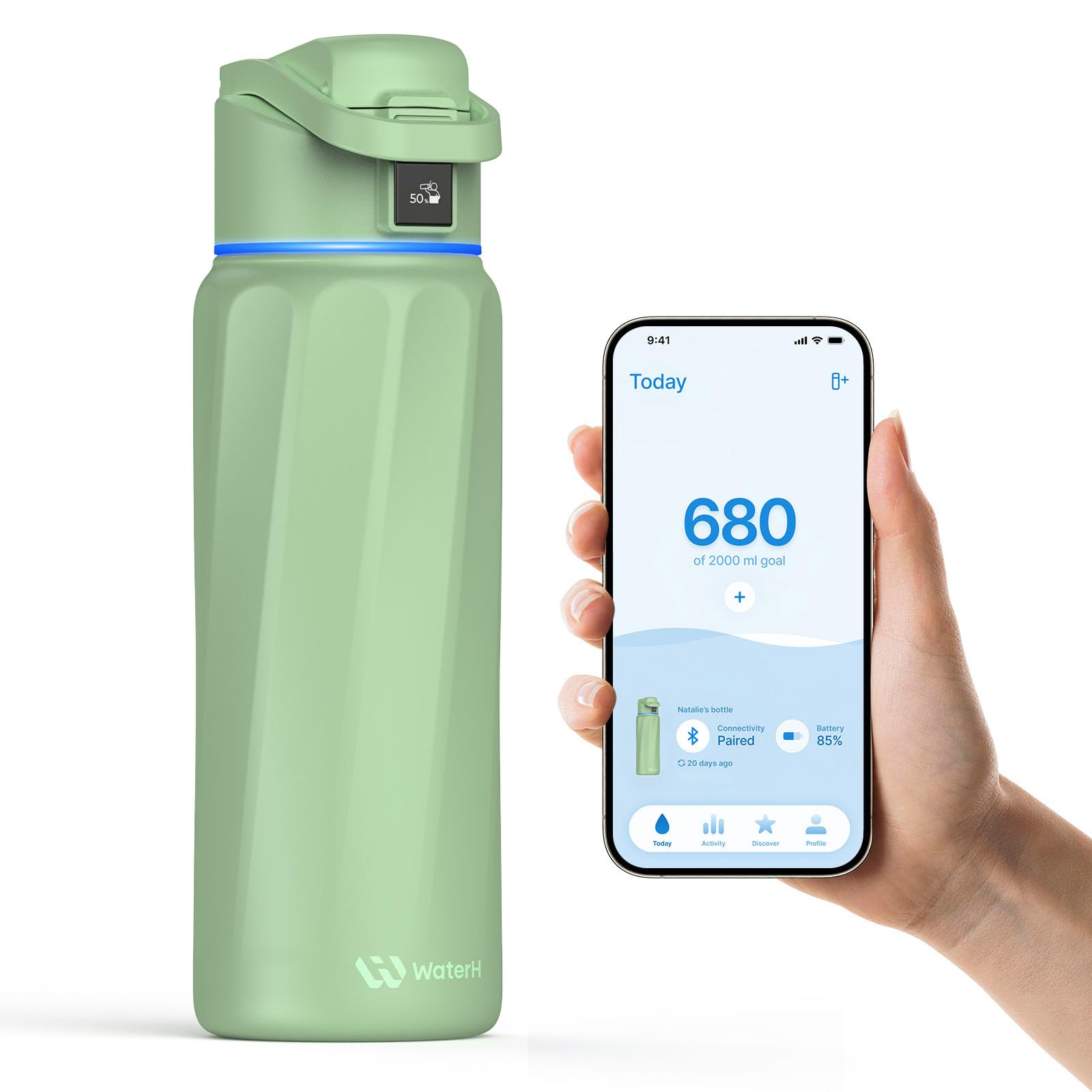 BOOST Smart Water Bottle with Reminder & Tracker, Double Wall Vacuum Insulated Bottles Stainless Steel, 32oz BPA-Free Wide Mouth for Gym, Office, School, Ideal Gift for Christmas, New Year
