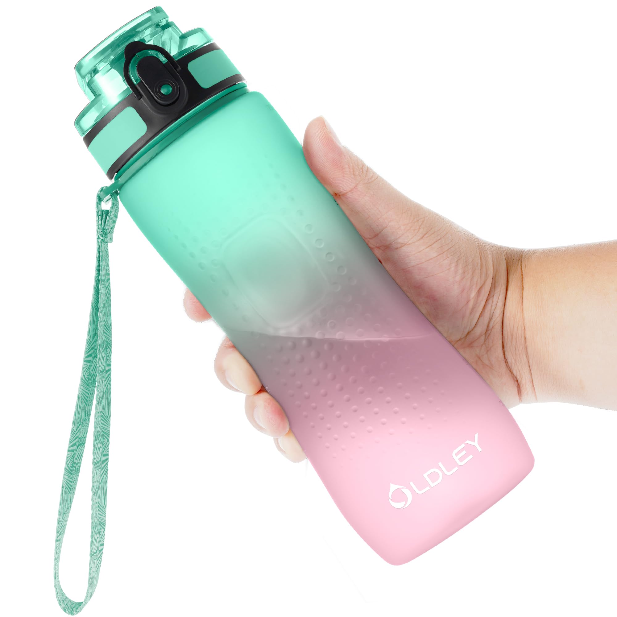 OLDLEY 32 oz Water Bottle, Motivational Water Bottle with Time Marker, Sports Water Bottle With Strap, Leakproof & BPA Free Large Water Bottles for School, Gym, Travel, Outdoor, Tritan, Transparent