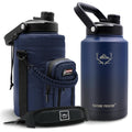 NATURE PIONEOR 1 Gallon Insulated Water Bottle - Double Vacuum Stainless Steel 128 oz Water Bottle with Holder/Carrier, Wide Mouth 1 gallon Water Jug for Outdoor Sports, Hiking, Camping, Gym