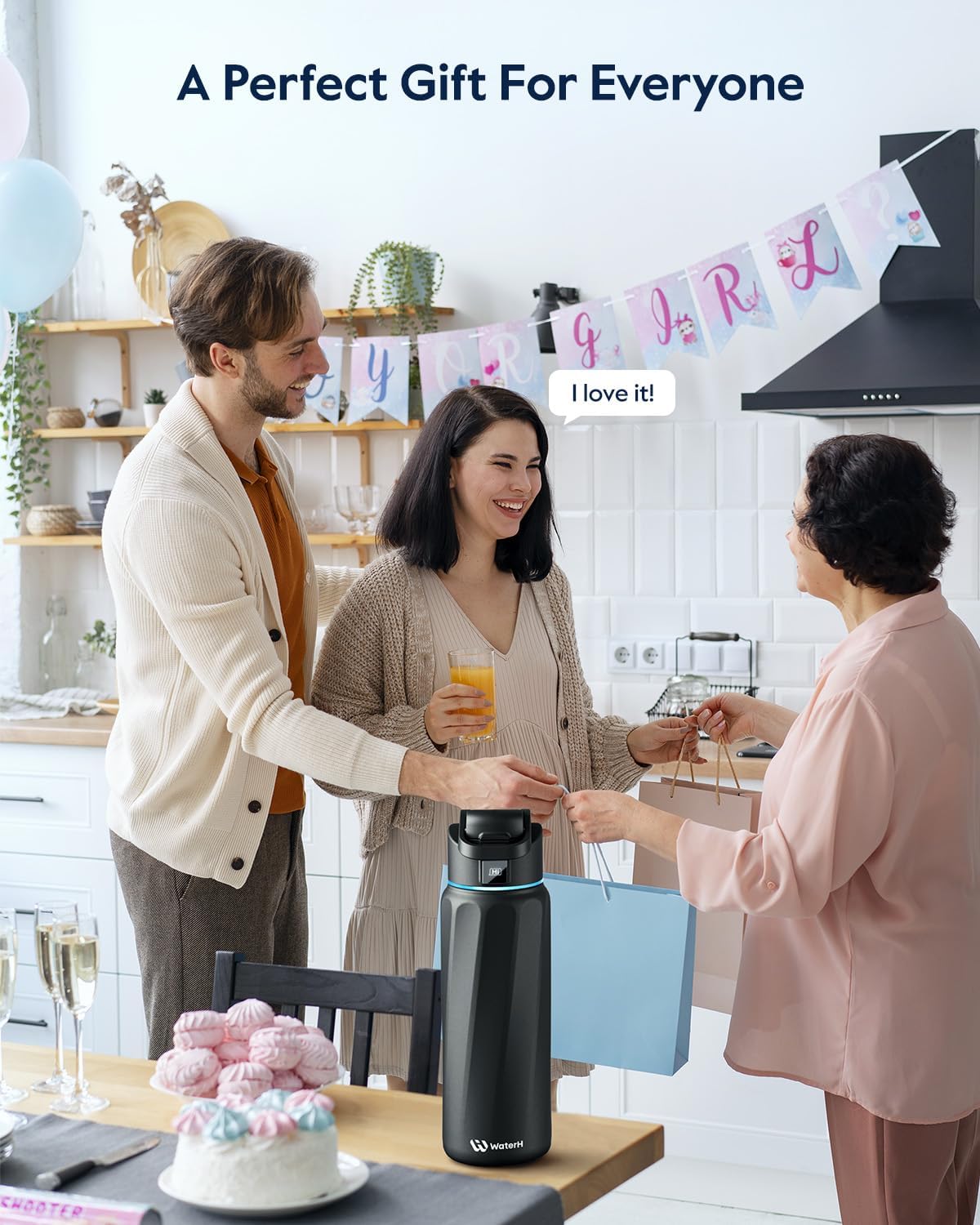 BOOST Smart Water Bottle with Reminder & Tracker, Double Wall Vacuum Insulated Bottles Stainless Steel, 32oz BPA-Free Wide Mouth for Gym, Office, School, Ideal Gift for Christmas, New Year