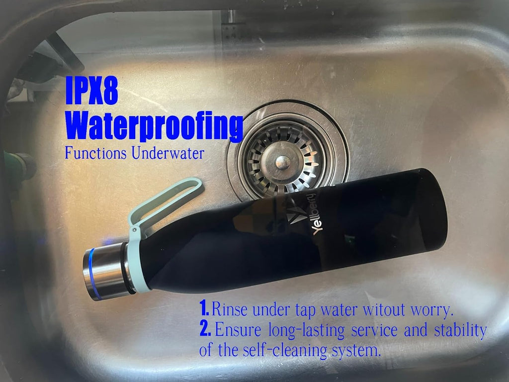 Noir Hydra Self Cleaning 24oz Stainless Steel Water Bottle with USB Charging Cable