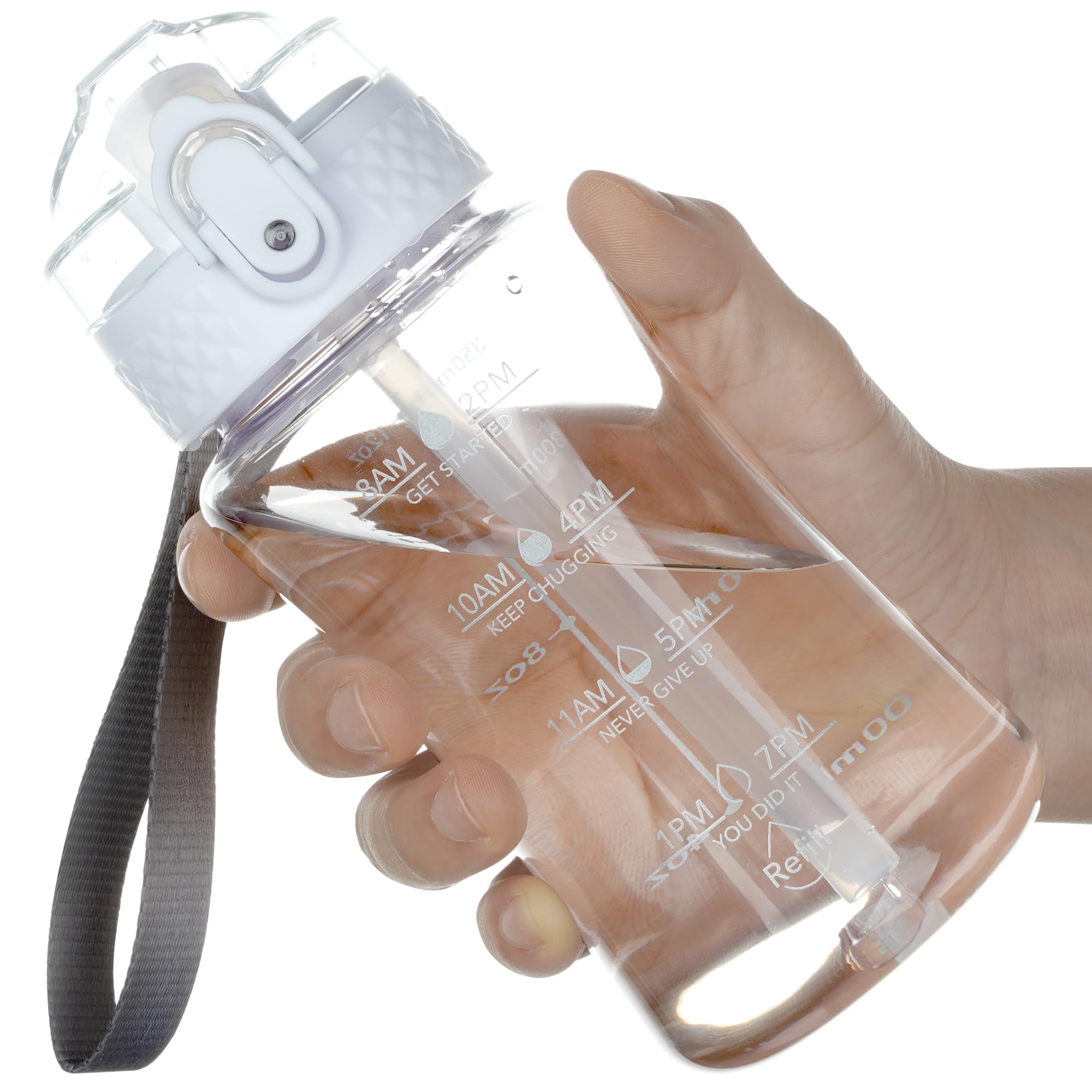 OLDLEY 17oz Kids Water Bottle for School - Motivational With Silicone Straw, Leak-Proof Tritan BPA-Free, Reusable for Girls Boys, Clear