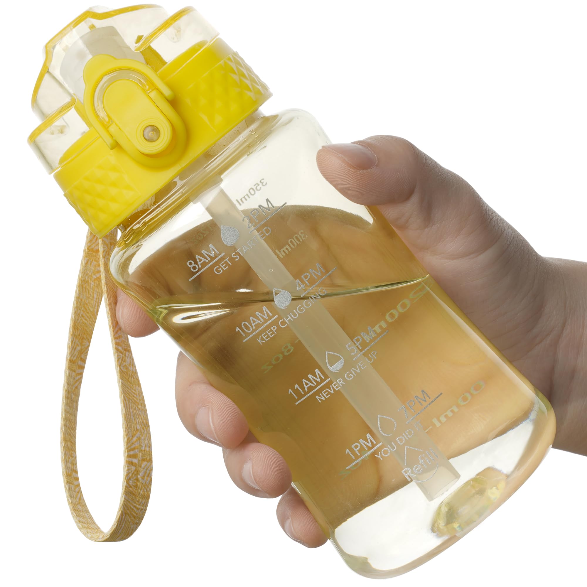 OLDLEY 17oz Kids Water Bottle for School - Motivational With Silicone Straw, Leak-Proof Tritan BPA-Free, Reusable for Girls Boys, Clear