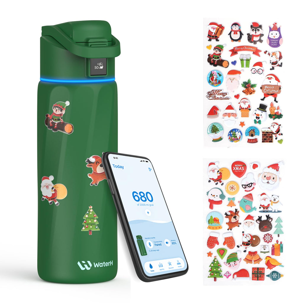 BOOST Smart Water Bottle with Reminder & Tracker, Double Wall Vacuum Insulated Bottles Stainless Steel, 32oz BPA-Free Wide Mouth for Gym, Office, School, Ideal Gift for Christmas, New Year