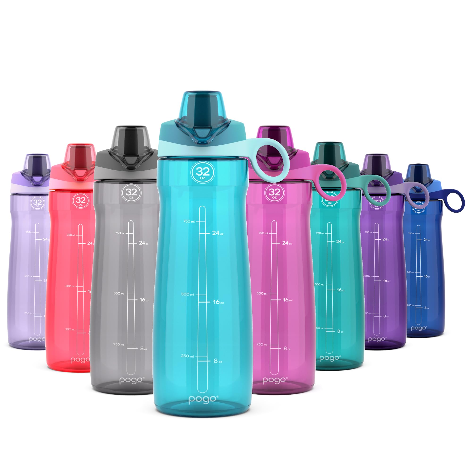 Pogo BPA-Free Tritan Plastic Water Bottle with Chug Lid, 32 Oz, Grey