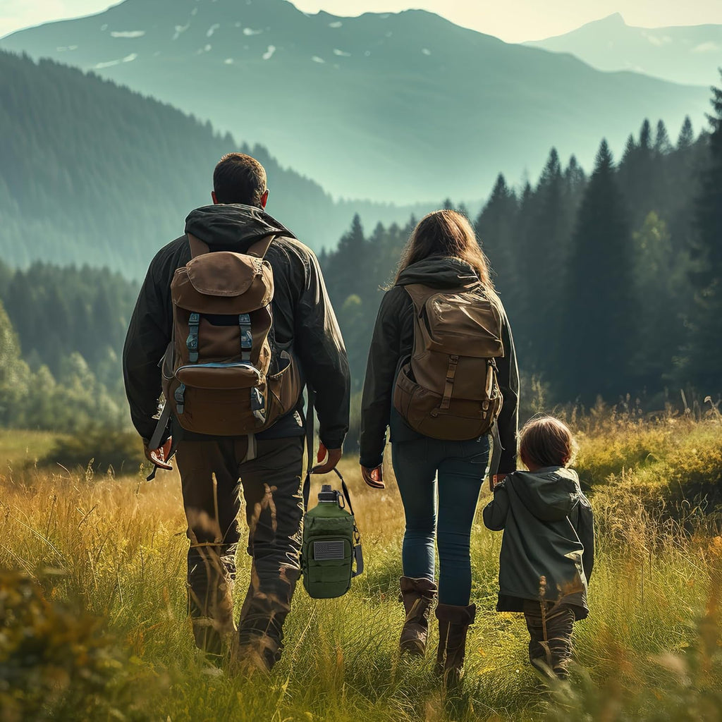 1 Gallon Water Jug - Insulated Stainless Steel Water Bottle with Carry Bag & Straw Lids - 128 Oz Large Capacity, Keep Cold & Hot, Green Tactical Design